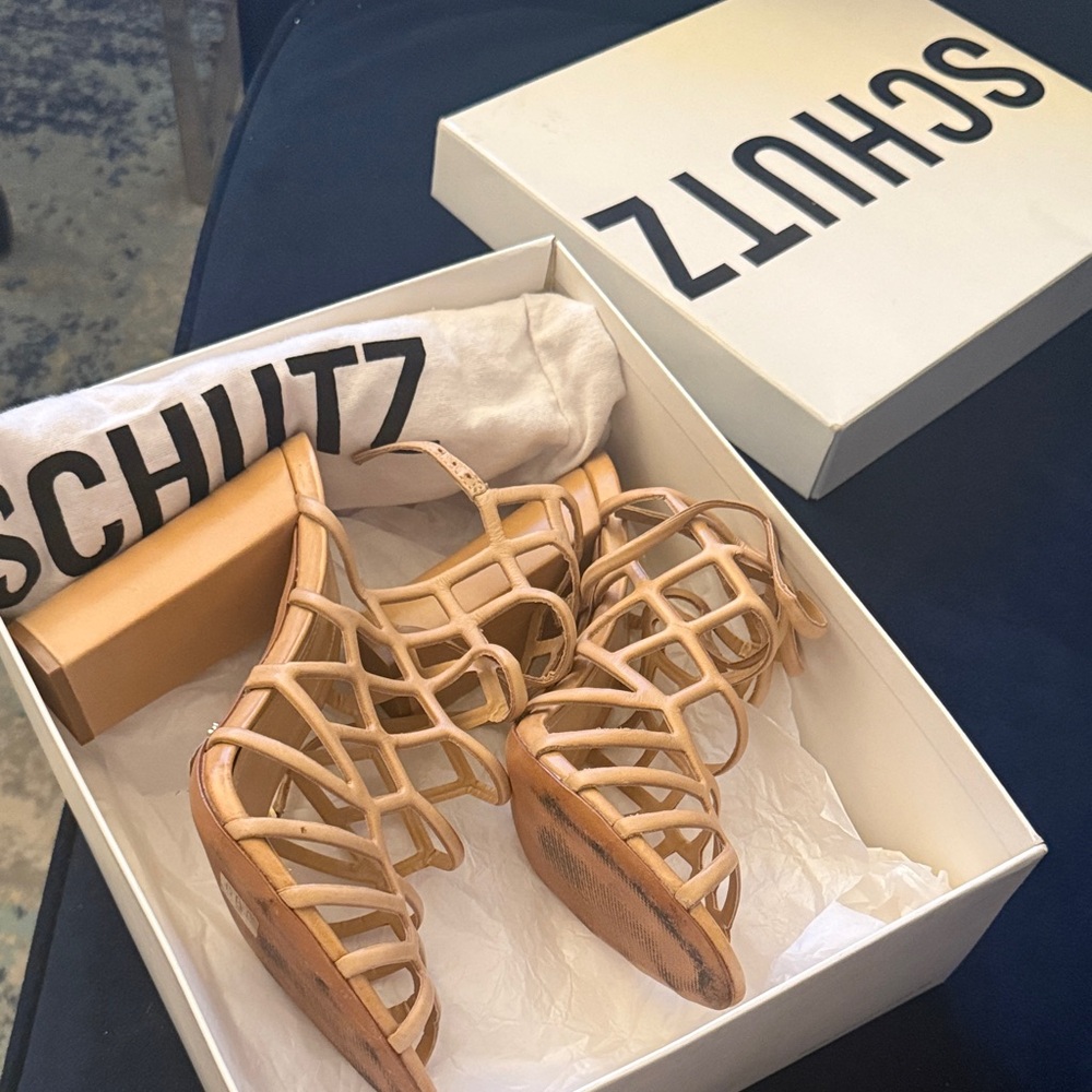 SCHUTZ Neutral Strappy Heels